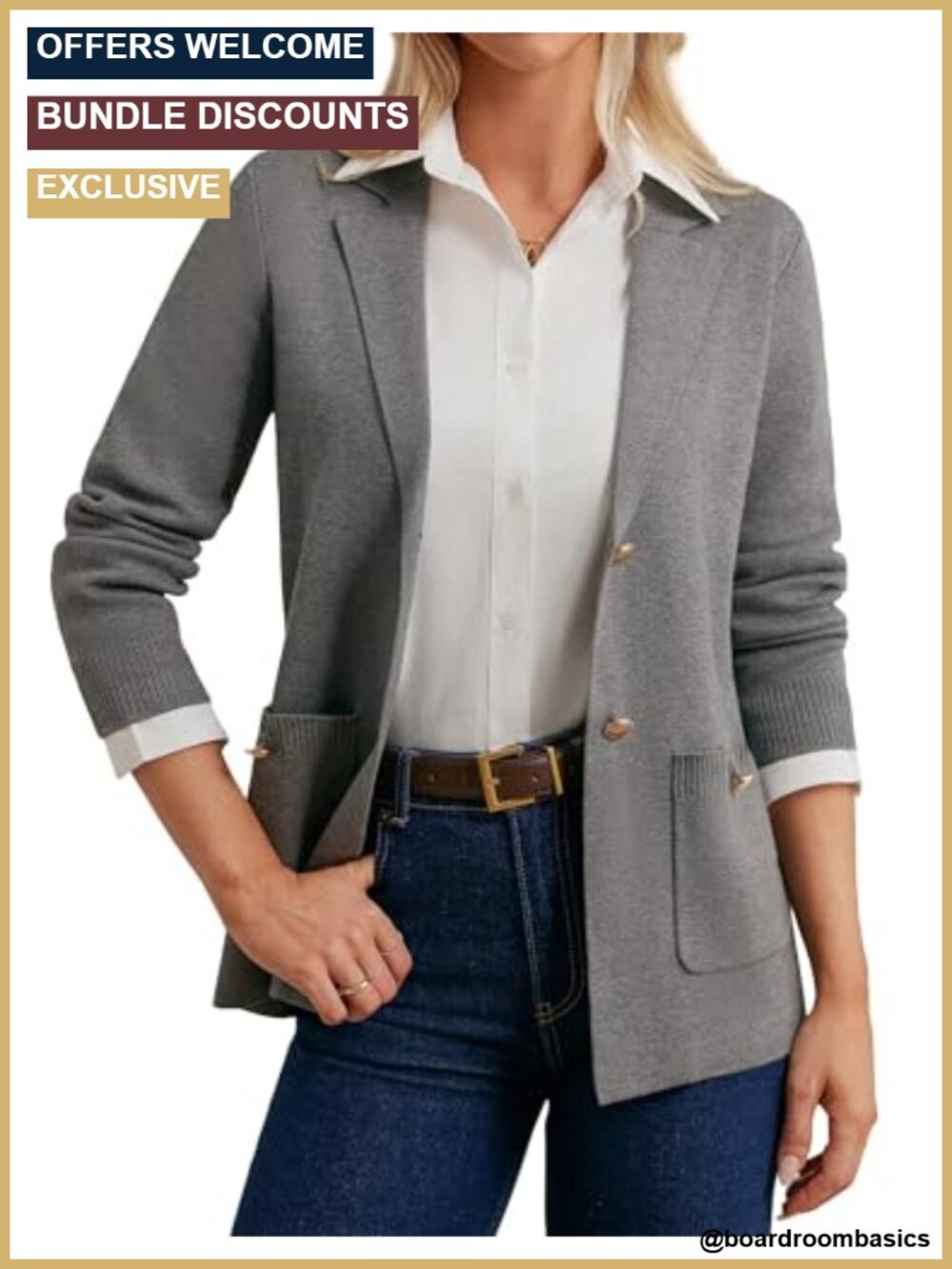 Viscose Knit Blazer Long Sleeve Business Casual Work Jacket Pockets